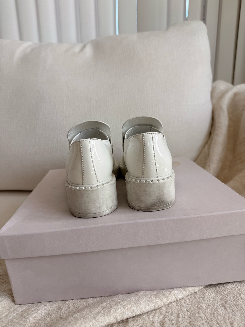 PRADA Chunky White Monolith Triangle Leather Loafers 37 EU 7 US - Picture 11 of 14